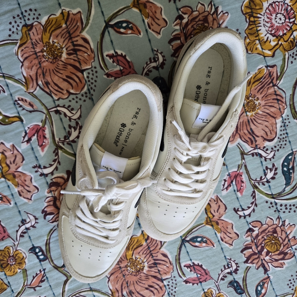 Rag & Bone Cream Lace-Up Sneakers